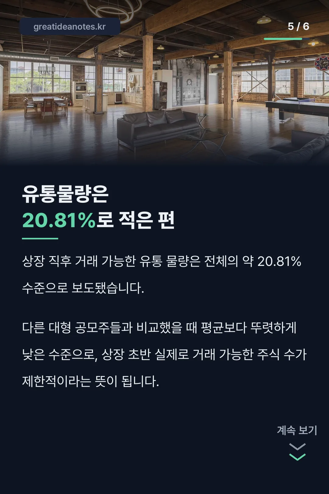 유통물량 20.81%로 적은 편